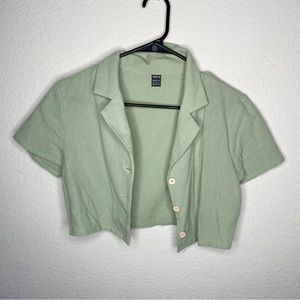 SHEIN Light Green Button Down Shirt